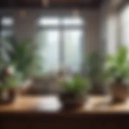 A serene workspace with plants promoting relaxation