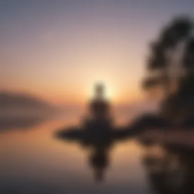 Tranquil scene of a person meditating at sunrise