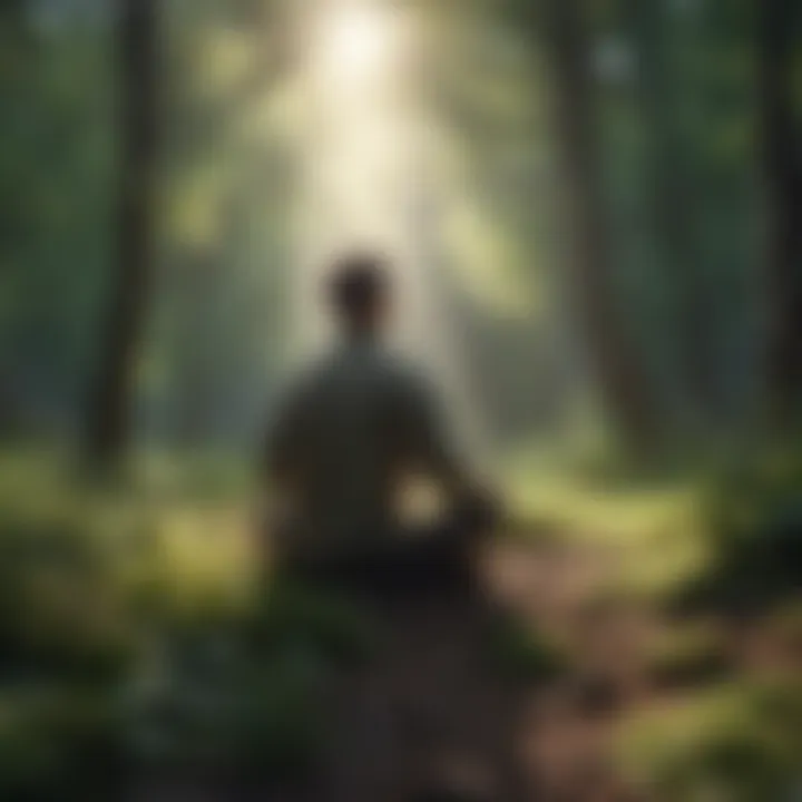 Close-up of a person practicing mindfulness in nature