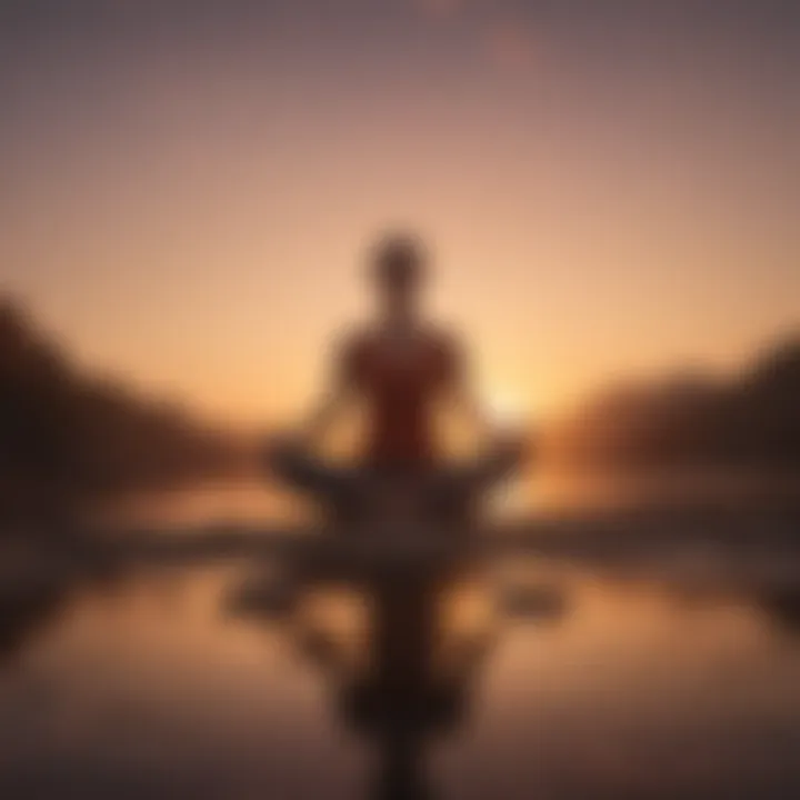 A person meditating with a sunset backdrop symbolizing emotional release