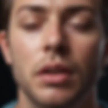 Close-up of a person practicing deep breathing