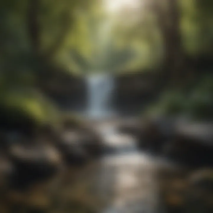 A tranquil setting with flowing water, illustrating release.