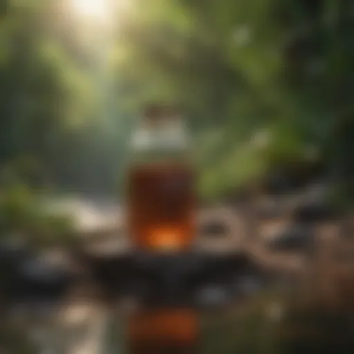 Peaceful meditation scene with nature backdrop