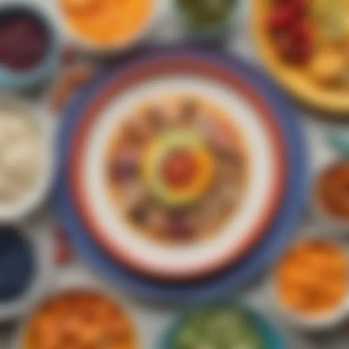 A close-up of a colorful plate filled with balanced food choices