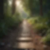 Calm landscape with soothing music notes
