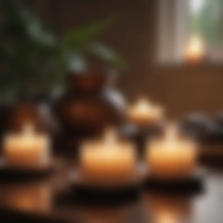 Softly glowing candles and calming sounds