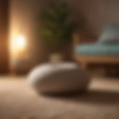 Close-up of a serene space with a meditation cushion