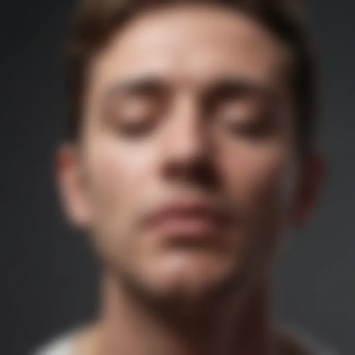 Close-up of a person practicing deep breathing