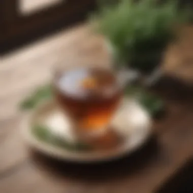 A tranquil cup of herbal tea on a wooden table