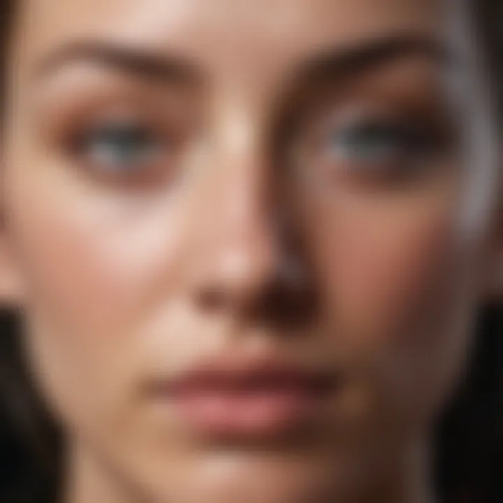 Close-up of a peaceful face during mindful breathing