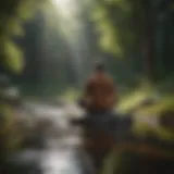 Student practicing mindfulness in a serene environment