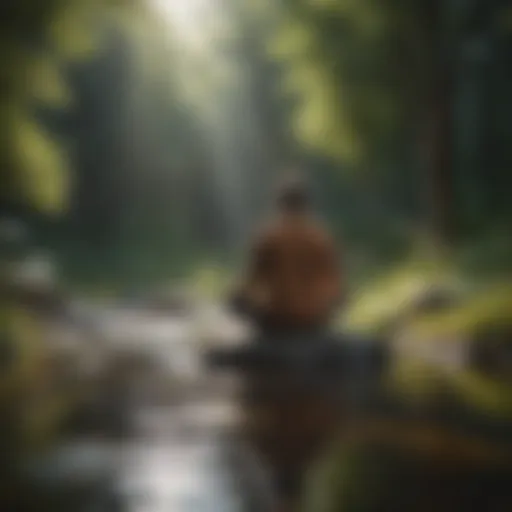 Student practicing mindfulness in a serene environment