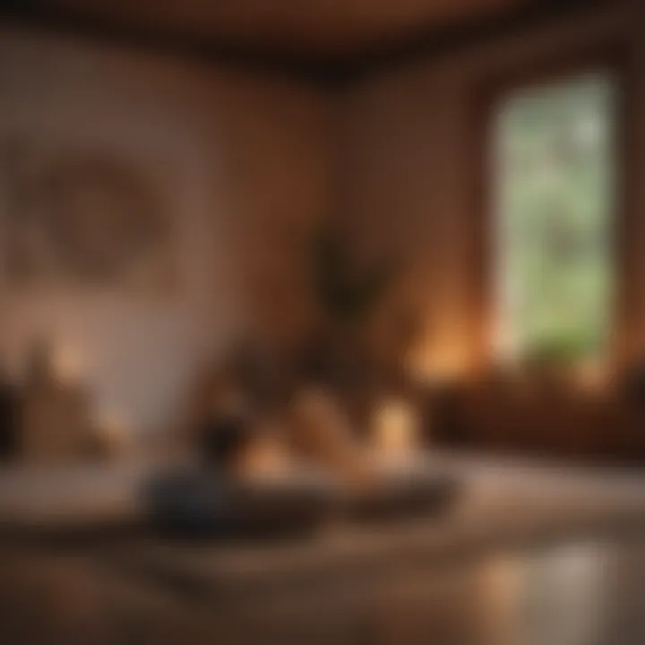 A calm space with cushions and candles for meditation