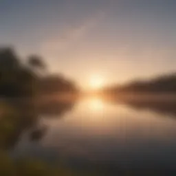 Serene morning landscape with sunrise