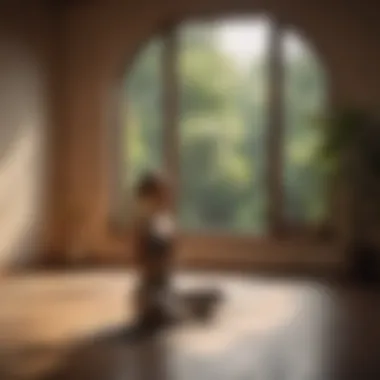 Person engaging in yoga poses in a sunlit room