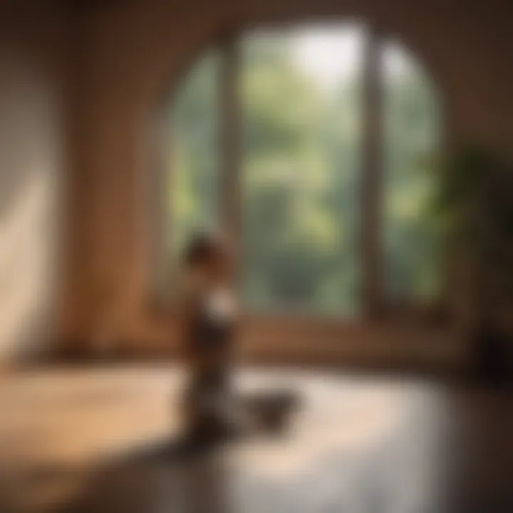 Person engaging in yoga poses in a sunlit room
