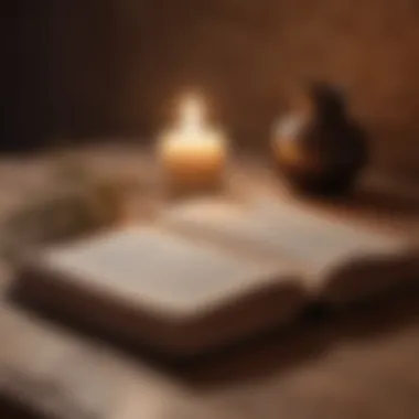 Open book with inspirational quotes and a candle beside it