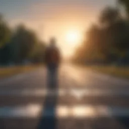 A person gazing at a crossroads, contemplating different career paths.
