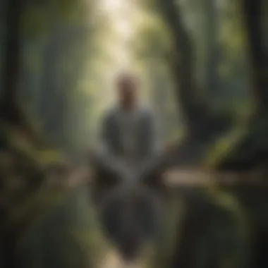 A person meditating in a tranquil environment
