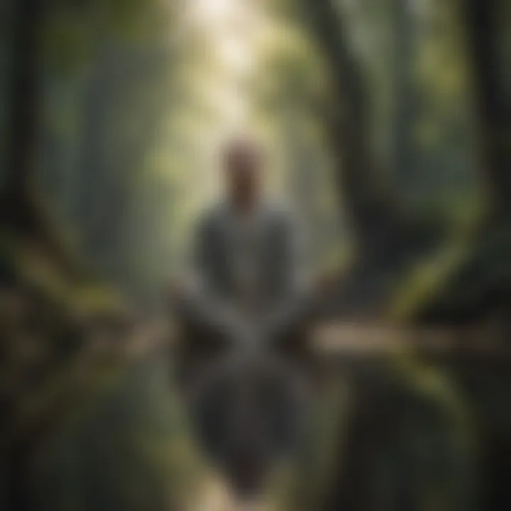 A person meditating in a tranquil environment