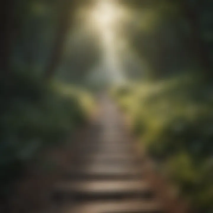 A tranquil pathway leading to a brighter horizon, illustrating the journey to self-worth