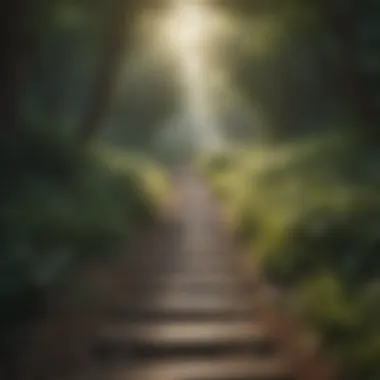 Journey to Rebuilding Self-Worth A tranquil pathway leading to a brighter horizon, illustrating the journey to self-worth