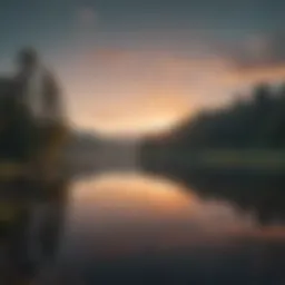 Serene landscape with a peaceful lake reflecting the sky