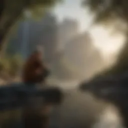A solitary figure contemplating life in a serene environment