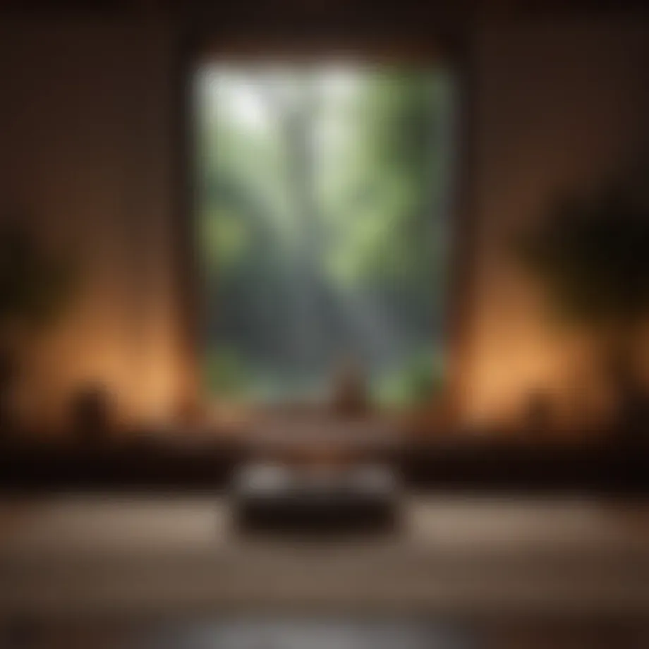 Tranquil meditation space with candles and cushions