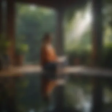 A person journaling in a serene environment, representing self-reflection