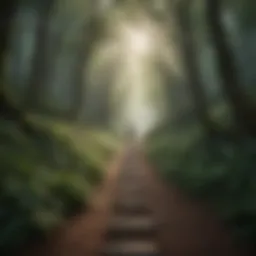 A winding path through a tranquil forest representing life’s journey