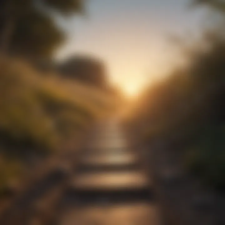 A pathway leading towards a sunrise, symbolizing hope