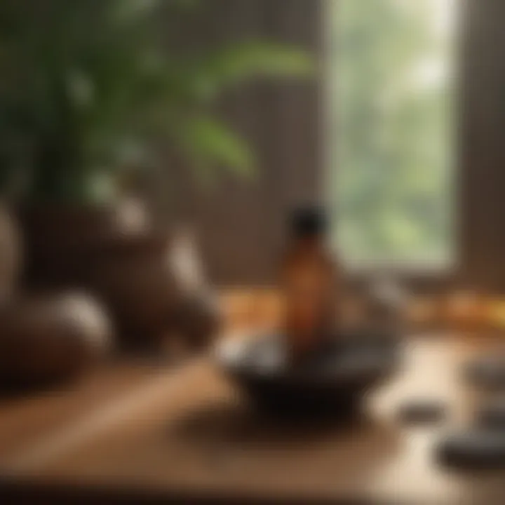 A calm meditation space with essential oils