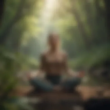 A calm individual practicing meditation surrounded by nature