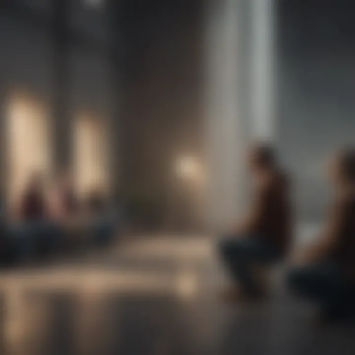 A supportive group setting where individuals are engaged in deep conversation