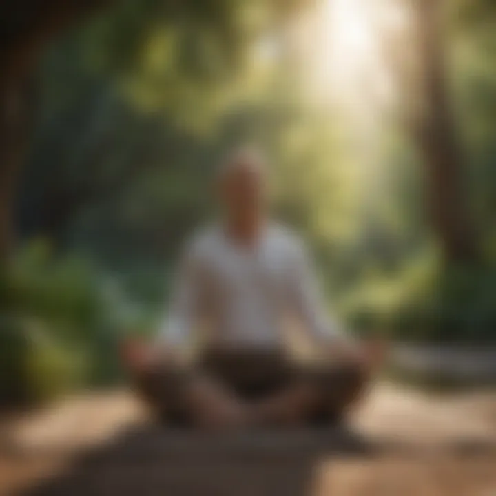 A person meditating in a tranquil outdoor setting