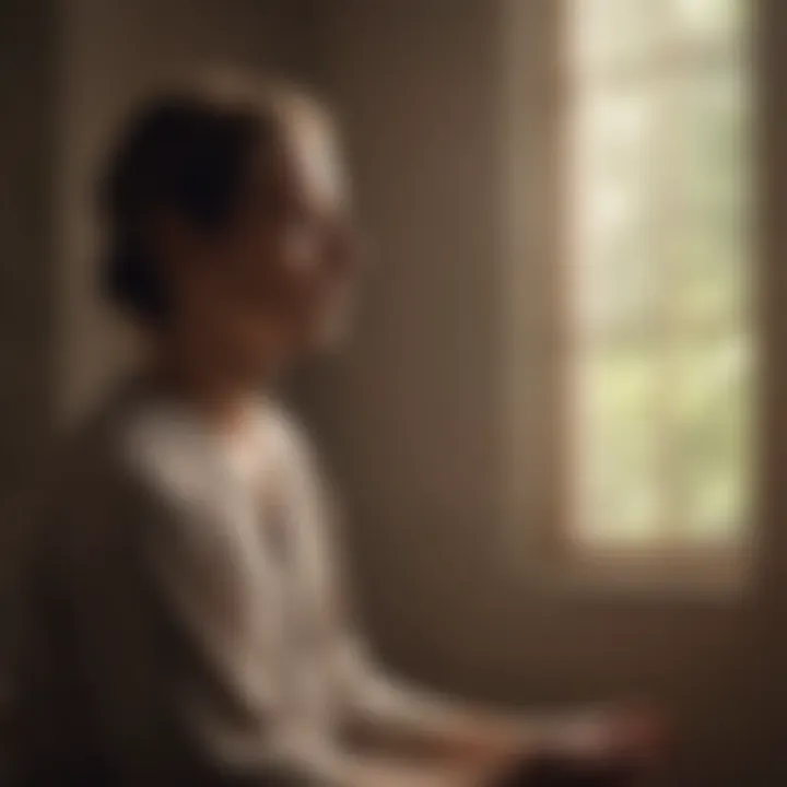 Close-up of a person meditating in a quiet corner