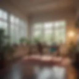 A serene workspace with calming colors and decor