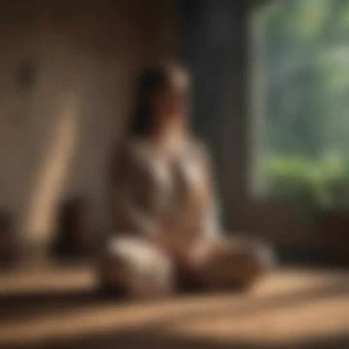 A person meditating in a calm environment, representing mindfulness.