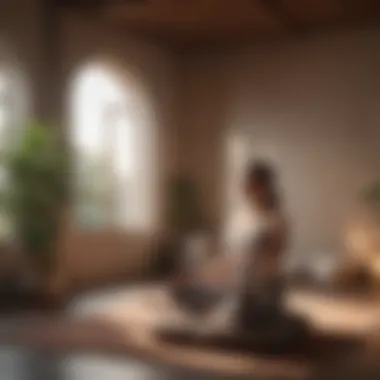 Creating a Restorative Environment A peaceful meditation space with soft lighting and cushions.