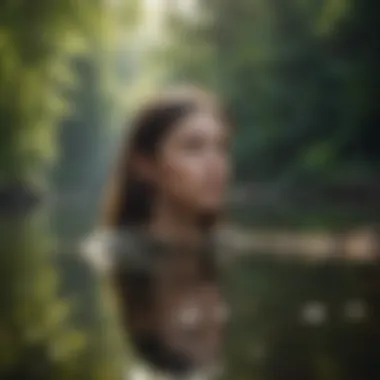 A person engaging in self-reflection amidst nature