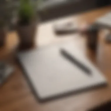 An open notebook and a pen on a table, symbolizing self-reflection