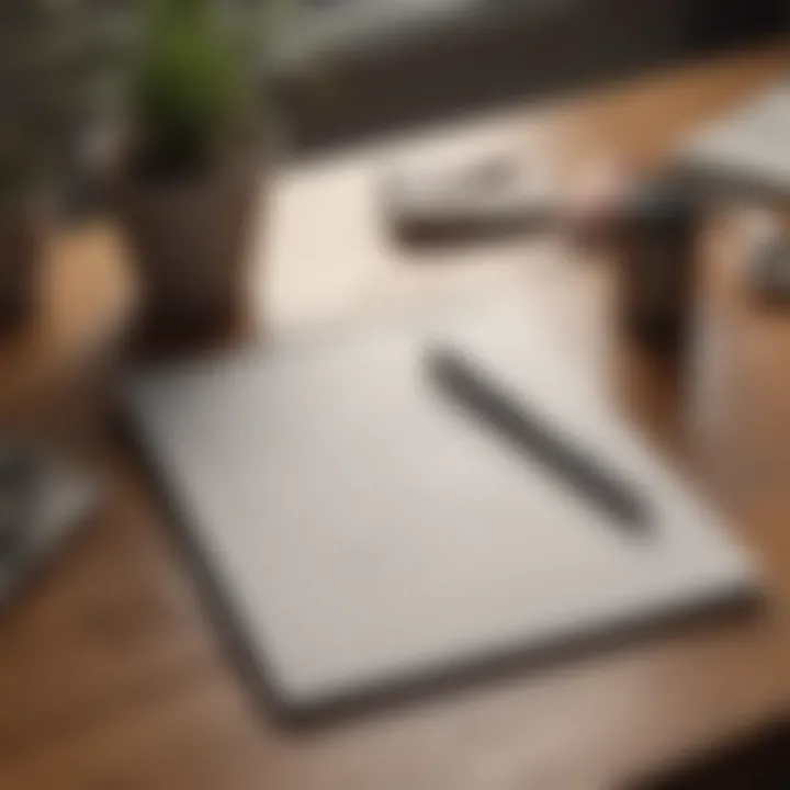 An open notebook and a pen on a table, symbolizing self-reflection