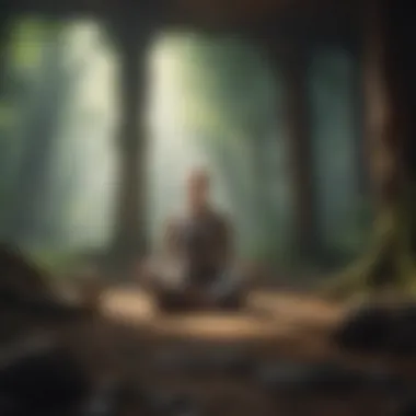 A calm individual meditating in a tranquil environment