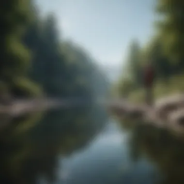 A person contemplating by a calm water body