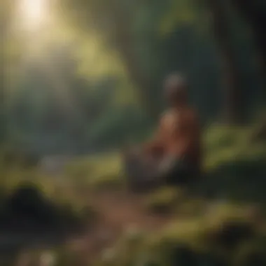 Mindful Meditation A contemplative figure meditating in nature