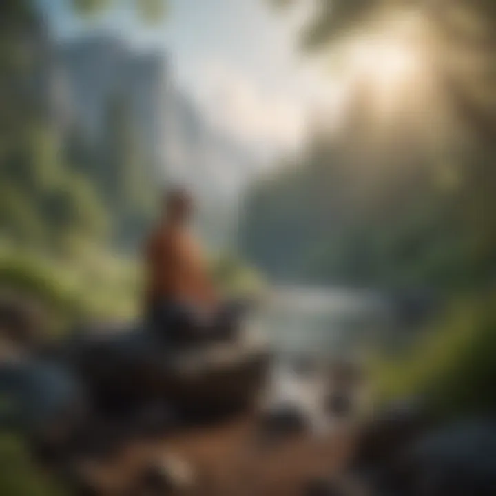 An individual engaging in meditation surrounded by nature