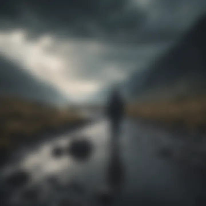A serene landscape depicting tranquility amidst chaos