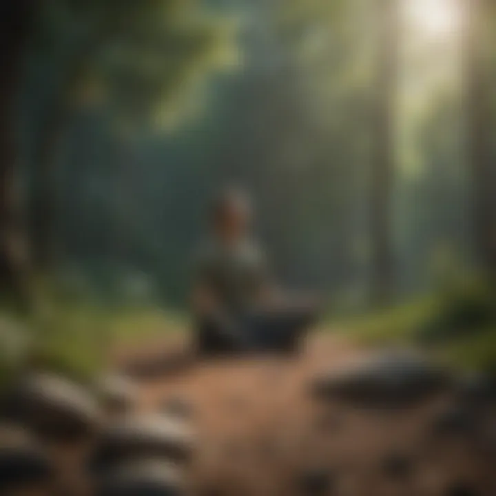 A person meditating in a peaceful setting highlighting personal growth