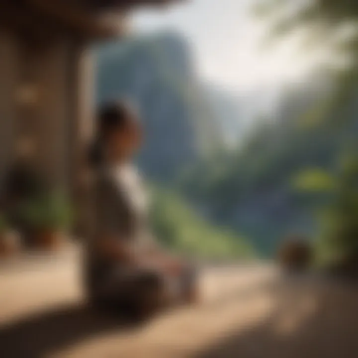 A person practicing mindfulness meditation in a quiet setting